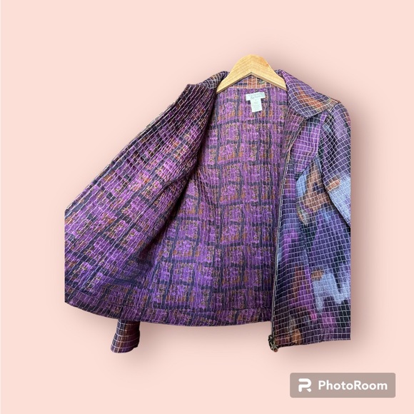 Christopher Banks colorful zip up jacket, quilt like texture. - Picture 7 of 9